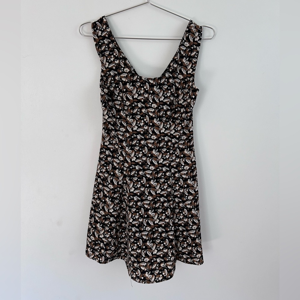 Urban Renewal Black and Brown Leaf Print Mini Dress